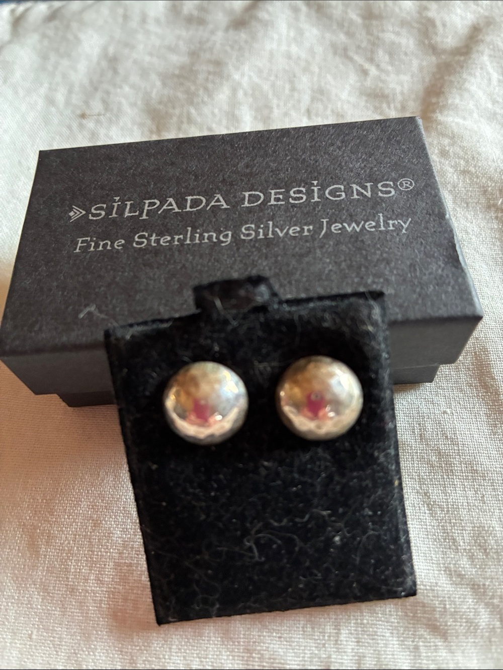 Silpada Sterling Silver Domed Ball Stud Earrings - hammered Silver